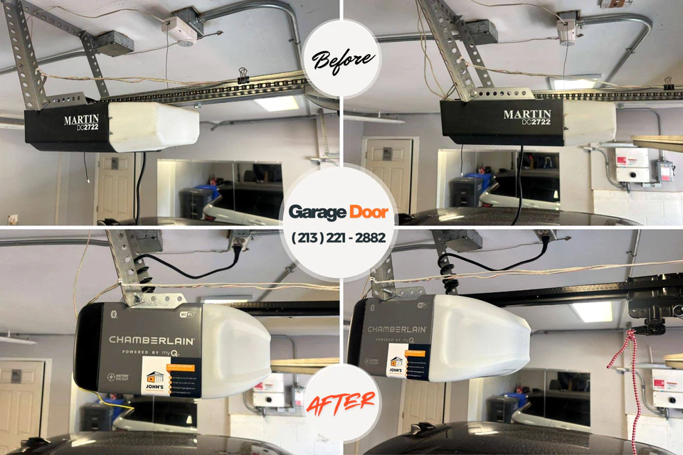 Before and after: garage door repair Prague, OK
